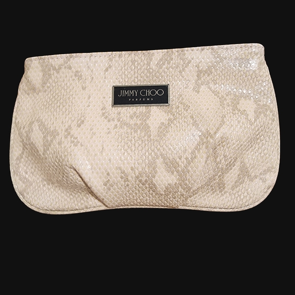 Jimmy Choo Handbags - JIMMY CHOO Cosmetic Bag Snake Skin Print in Pale Pink